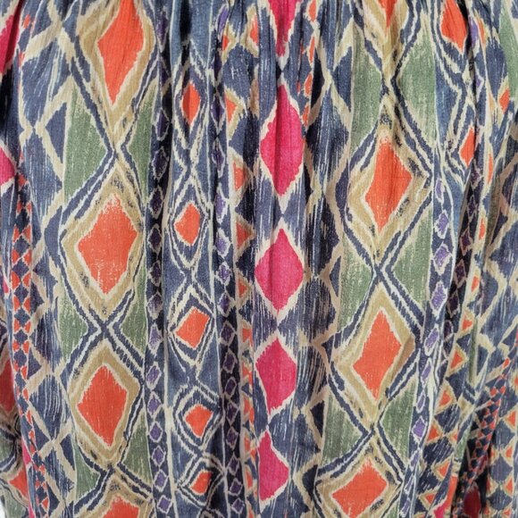 Chaps Womens Top 1X Plus Tunic 3/4 Sleeve On Off Shoulder Blue Geometric GEO247E - Picture 7 of 10